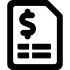 Black and white icon showing a money sign and words representing a quote