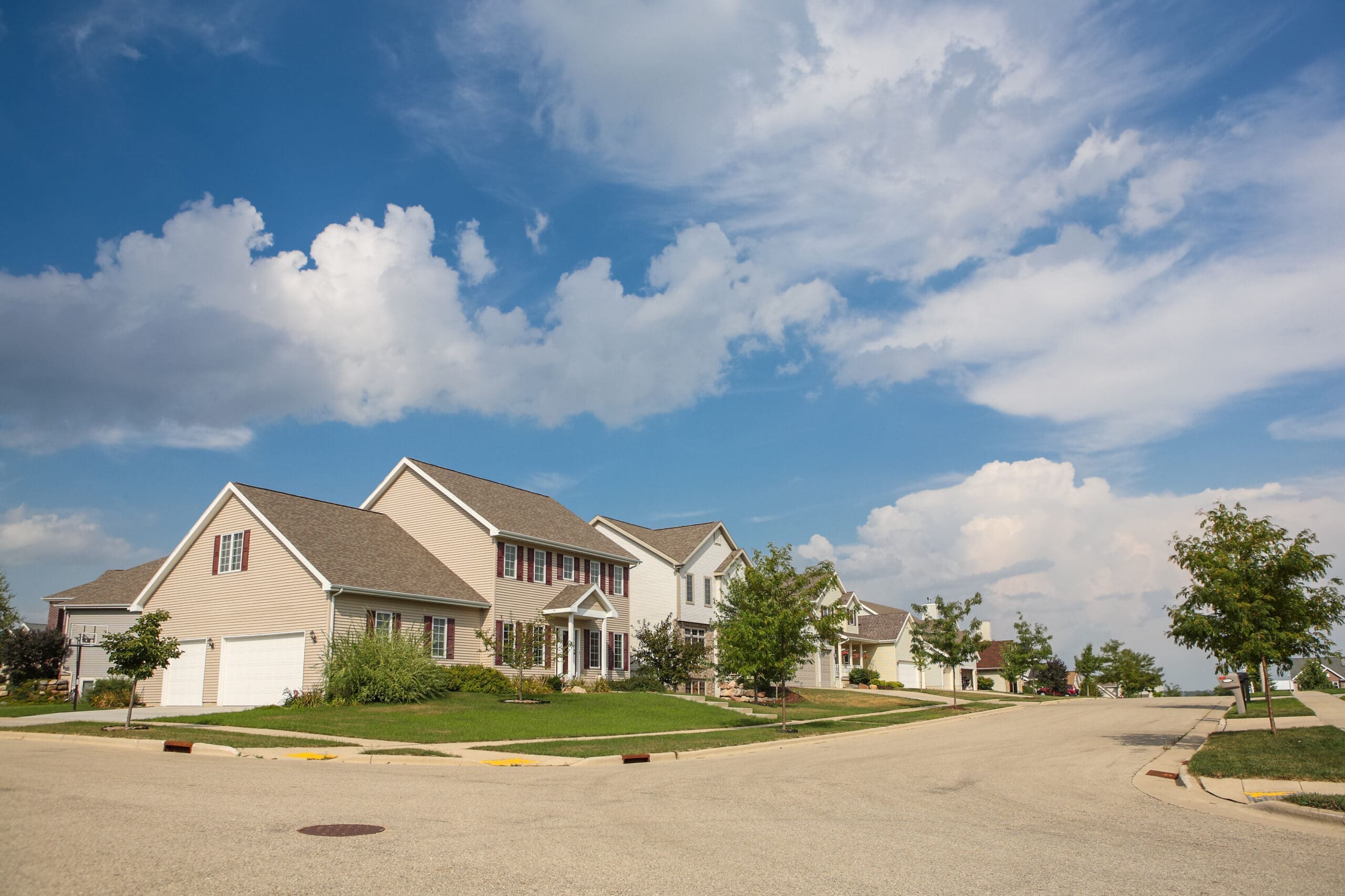 Suburban neighborhood in the summer.